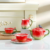 Qfdian Ceramic Rose Coffee Cup Saucer Exquisite Butterfly Kettle Afternoon Camellia Flower Teacup Flower Decoration Milk Coffee Cup New