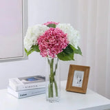Qfdian 4 pcs Hydrangea Artificial Flowers Real Touch Latex Artificial Hydrangea for Wedding Bouquet Party Home Decor