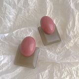 Qfdian  Retro geometric patchwork acrylic earrings