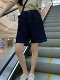 Qfdian  Summer New Fashion Street Wear Versatile A-Line Wide Leg Denim Pants Women Korean Straight Leg Loose Women's High Waist Shorts