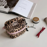 Qfdian  Leopard Women's Bag Portable Storage Makeup Bag Fashion Small Items Lipstick Toiletries Organizer Travel Handheld Makeup Pouches