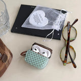 Qfdian  Mint Green Brown Diamond Grid Suitable For Airpods 4 Protective Case Airpods Spro3 Generation Headphone Cover Protective Case