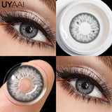 Qfdian  Contact Lenses Gray Cosmetic Eyes Colored Lens Natural Pupils Black Makeup Colored Pupils Beauty Black lenses Woman Makeup