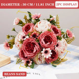 Qfdian  Decorative Flowers Silk Peony Artificial Daisy High Quality Red Bride Bouquet Wedding Decor Fake Flower Home boda Accessories