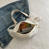Qfdian  All Match Kawaii Bow Embroidery Chest Bags Korean Women Casual Y2k Aesthetic Shoulder Bag Vintage Simple Chic Handbags Crossbody