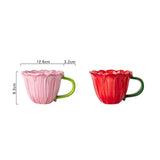 Qfdian Creative Ceramic Coffee Cup Delicate Flower Mug English Afternoon Camellia Flower Tea Coffee Mug Large Capacity Breakfast Cup
