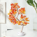 Qfdian  Artificial Bonsai Tree Lights Table Decor Maple Leaves Tree Fairy Lamp, Battery/USB Operated LED Night Light, for Camping Decor