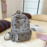 Qfdian Corduroy Small Backpack for Girls, Fashionable and Versatile, Cute Bow Tie Small Backpack, Simple Backpack