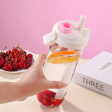 Qfdian  Cute Plastic Straw Water Bottle With Lid Large Capacity Leak Proof Coffee Juice Cups Boba Pearl Milk Tea Drinks Water Cup
