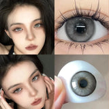 Qfdian 1Pair Green Colour Contacts Lenses Natural Blue Gray Eye Myopia Lenses Beauty Pupil Brown Lenses Makeup