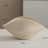 Qfdian  Ceramic Shell Fruit Bowl Textured snack bowl Afternoon tea serving Coffee table centerpiece bowl Decorative storage container