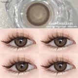 Qfdian  1Pair Natural Brown Contact Lenses for Eyes Colored Lenses Gray Pupils Big Eye Lenses Fashion Beauty Contacts Yearly