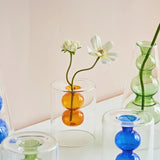 Qfdian Nordic Modern Double Wall Vase Creative Hydroponic Transparent Glass Vase Living Room Desktop Decor Art Ornament Home Decor