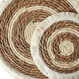 Qfdian  Round Straw Woven Placemats Kitchen Dining Table Mat Braided Tassel Place Mat Heat Resistant Pad Table Decoration Accessories