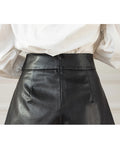 Qfdian  y2k Irregular Waist PU Shorts Women New Wide Leg A-Line Black Shorts Harajuku Loose Casual Faux Leather Shorts Female