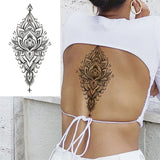 Qfdian  Realistic Fake Peony Temporary Tattoos For Women Girl Black Rose Elephant Flower Tattoo Sticker Tiger Anemone Tatoos Half Sleeve