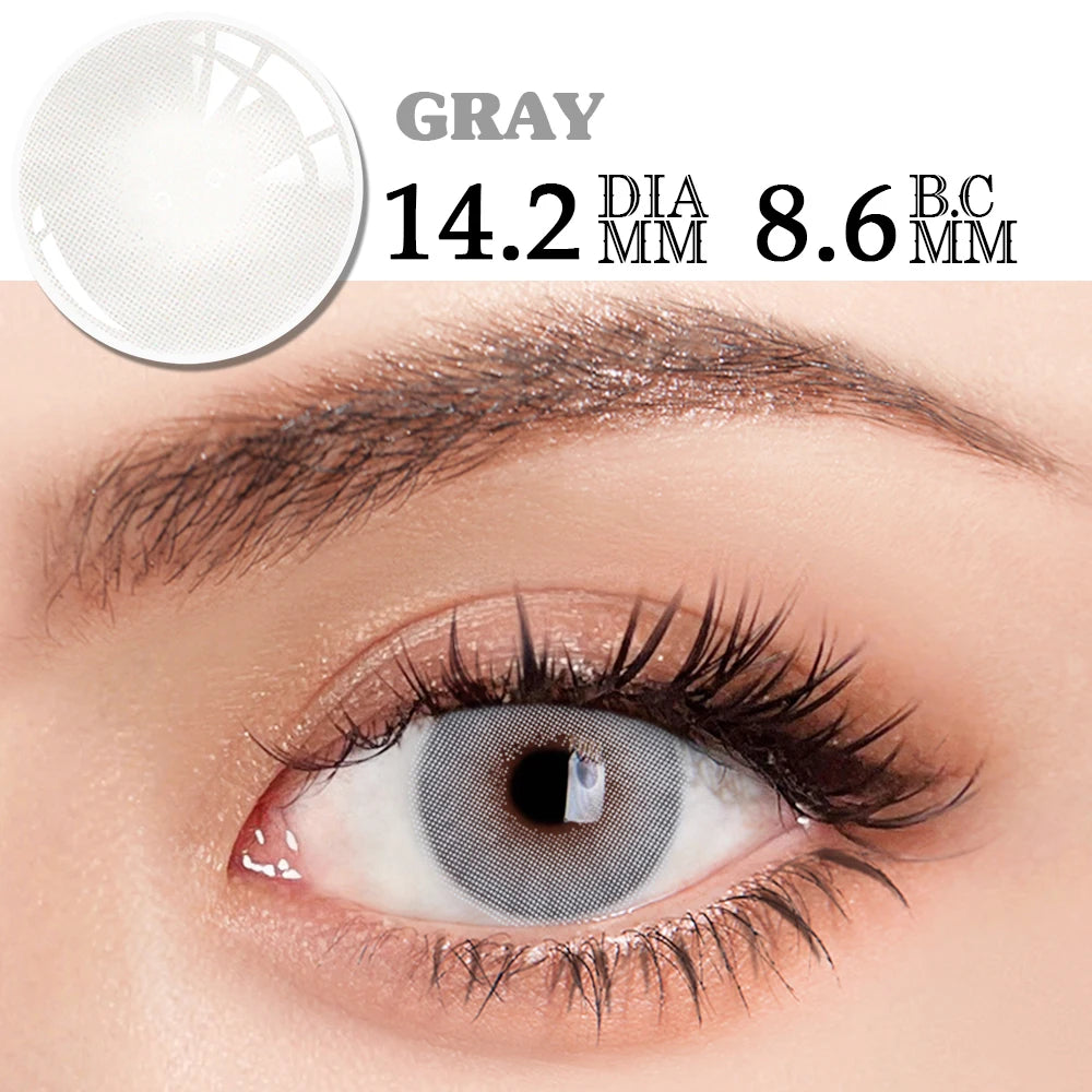 Qfdian 1 Pair Colored Contact Lenses for Eyes Gray Eye Contacts Blue Lenses Natural Fashion Lenses Cosmetic Eyes Contact