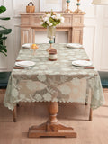 Qfdian  Modern Minimalist Small Rose Lace-Pressed Flower Luxury High-End Home Dining Tablecloth for Everyday Use