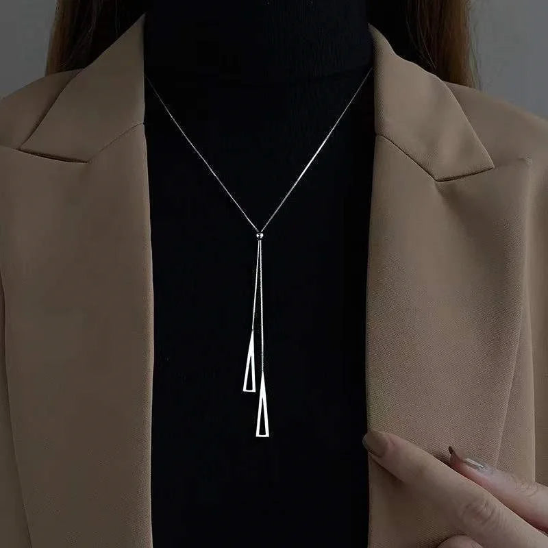 2024 Popular Geometric Sweater Box Chain Female  Long Necklace For Women Adjustable Fine Jewelry Wedding Party Birthday Gift