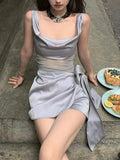 Qfdian  Summer Lady French Elegant Y2k Sexy Irregular Suspended Mini Dress Fashiona Unique Versatile Women Sleeveless Short Party Dress