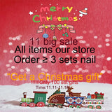 Qfdian 10Pcs Handmade Almond Press on Nails Champagne Gold  Design Wearable Long False Nails Decoration Manicure Nail Tips