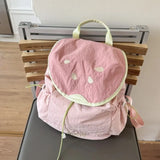 Japanese Letter Embroidery Schoolbags Y2k Aesthetic Student Casual Travel Backpacks Contrast Color Sweet Kawaii Bags for Women