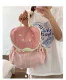 Japanese Letter Embroidery Schoolbags Y2k Aesthetic Student Casual Travel Backpacks Contrast Color Sweet Kawaii Bags for Women