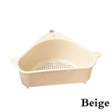 Qfdian Kitchen Triangular Sink Strainer Drain Fruit Vegetable Drainer Sponge Rack Storage Tool Basket Suction Cup Sink Filter Rack Tool