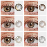 1 Pair/2pcs Fashion Natural Brown Lenses 14mm Colored Contact Lenses For Eyes Small Beautiful Pupil with Myopia Degree