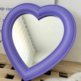 Qfdian  Cute Heart-shaped Makeup Mirror Room Decoration Wall Mounted Desktop Vanity Mirror Set Up Props for Photography Home Decoration
