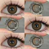 Qfdian  2PCS Big Grey Contact Lenses for Eyes Myopia Colored Contact Lens Natural Brown Pupils Gradient Contact Lens Black Lens