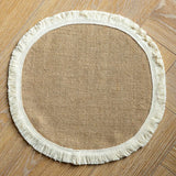 Qfdian Round Burlap Placemats Set of 4 Jute Rustic Place Mats for Dining Party Tables Heat Resistant Natural Farmhouse Table Mats Decor