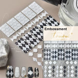 Qfdian 1pcs White 5D Pearl Lace Wave Lines Nail Art Stickers Elegant Exquisite Nail Decoration Decals DIY Self Adhesive Transfer Slider