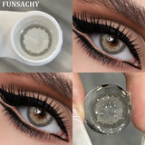 Qfdian  2pcs Colored Contact Lenses for Eyes Blue Pupils Lens Natural Brown Softlens Beautiful Cosmetic Gray Green Eye Contacts