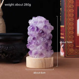 Qfdian  Crystal Wishing Lamp Natural Amethyst Tooth Flower Dim Light USB Interface with Switch Crystal Home Decorations Men Gift