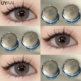 Qfdian 1 Pair Colored Contact Lenses for Eyes Natural Fashion Lenses Gray Beauty Pupils Blue Eye Lenses Cosmetics Soft Lenses