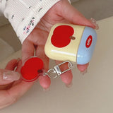 Qfdian  Simple Red Apple Pendant Case For Apple Airpods 4 2 1 3 Splicing Color Wireless Bluetooth Earphone Box Cover For Air pods Pro 2