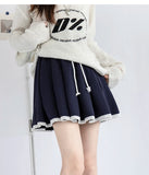 Qfdian  Elastic Waist Pleated Skirts with Shorts Fashion High Waist Mini Skirts Women Korean Fashion Short Skirt Sexy Preppy Style Skort