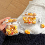 Qfdian  Cute 3D Simulated Bread Food Glitter Epoxy Case For Apple Airpods Pro 2nd 1 2 3 4 Cartoon Clear Wireless Bluetooth Headset Cover