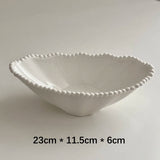 Qfdian  Relief Sculpture Porcelain Bowl French Style Simple Household Food Container Fruit Vegetables Yogurt Salad Bowl Kitchen Supplies