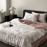 Qfdian Luxury Organic Bamboo Soft Silky Printing Bedding Set Single Double Queen King Size Duvet Cover Flat/Fitted Bed Sheet Pillowcase