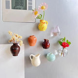 Qfdian Mini Ceramic Vase Design Magnet,set Refrigerator Magnet, DIY Fridge Magnet for Flower,Refrigerator Decorations