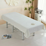 Qfdian  New Beauty Salon Sheets Thickened Double-sided Velvet Massage Sheets Water Absorption Anti-wrinkle with Holes Soft Skin-friendly