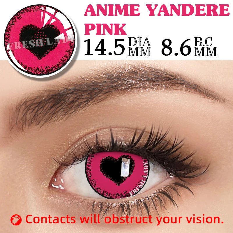 Qfdian 1 Pair Hallowee Contact Lenses for Eyes Cosplay Lenses Anime Lenses Anime Accessories  Lenses Black Lenses Pink Lens