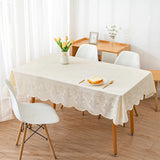 Qfdian  1pc Three Dimensional Lace Printed Tablecloth PVC Material Anti Slip Table Mat Square Household Hanging Edge Dining Desk Cover