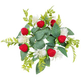 Qfdian  1pcs Candlestick Wreath Artificial Fruit Flower Garland Candle Holder Table Decoration Candle Wedding Party New Year Decor