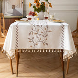 Qfdian  Three-dimensional Embroidery Table Cloth Light Luxury French Retro Rectangular Coffee Table Cloth High-grade Cotton Linen Decor