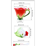 Qfdian Chinese Colorful Ceramic Coffee Cup Saucer Enamel Flower Mug Wedding Gift Creative Afternoon Camellia Tea Cup Breakfast Milk Mug