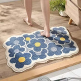 Qfdian 1pc 40*60cm Cute Flower Bathroom Rug, Machine Washable Bathroom Floor Mat, Extra Soft Absorbent Non-Slip Bath Rug