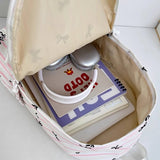 Qfdian  High-capacity Women Sweet Preppy Backpacks Japanese Y2k Aesthetic Fashion Students Backpack Kawaii Striped Bow Print Schoolbags